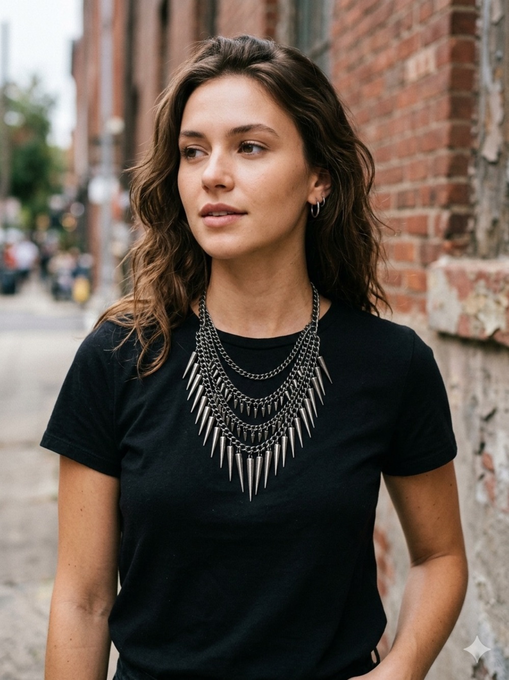 H&M Vintage Alexander Wang Era Brass Spike Choker Statement Necklace